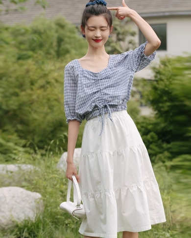 Summer New Thin High Waist A-line Skirt