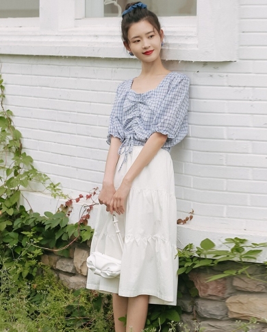 Summer New Thin High Waist A-line Skirt