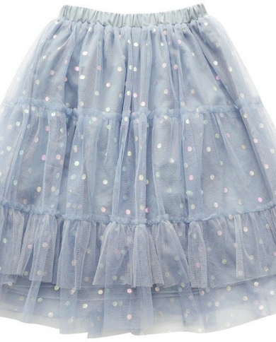 Girls' A-line Cake Dress Summer New Polka Dot Sequined Mesh Princess Dress