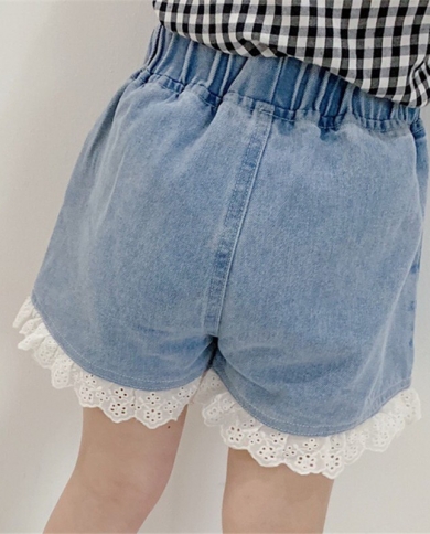 מכנסי ג'ינס רכים תחרה לבנות קיץ