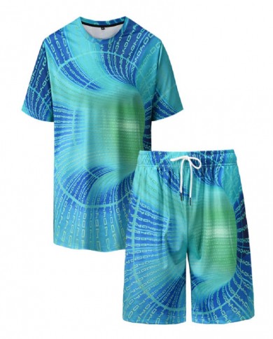 Summer Short Sleeved Loose Print Casual Men's Suit