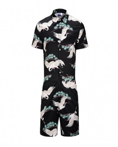 New Loose Print Lapel Cardigan Short Sleeve Men's Suit