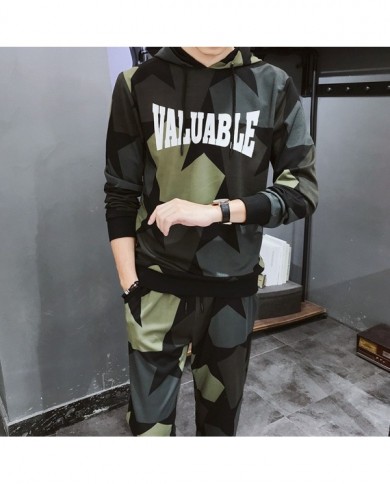 Fall New Leisure Trend Men's Camouflage Long Sleeved Sports Suit