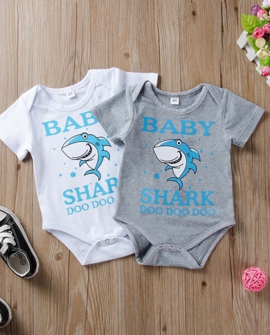 בגף גוף טי שירט לתינוקות בשילוב הדפס כריש