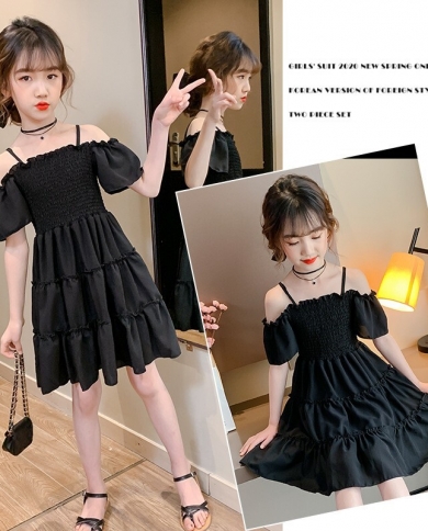 שמלת מדרגות בשילוב כתף חשופה לילדות