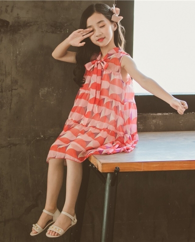 שמלת ילדה חדשה של קיץ לילדים ללא שרוולים