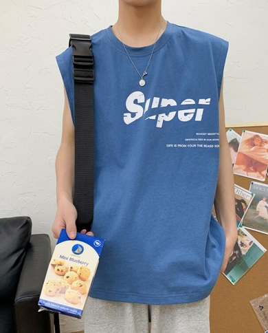 Summer Sleeveless T-shirt Men's Trend Personality Letter Printing Sports Loose Vest