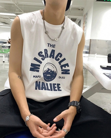 Summer Sleeveless T-shirt Male Hip-hop Letter Printing Loose And Versatile Fitness Vest