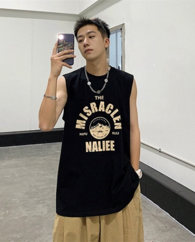 Summer Sleeveless T-shirt Male Hip-hop Letter Printing Loose And Versatile Fitness Vest