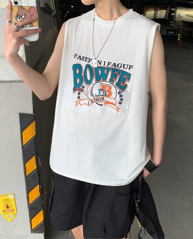 Summer Men's Vest Beach Fitness Basketball Sports Loose Sleeveless T-shirt