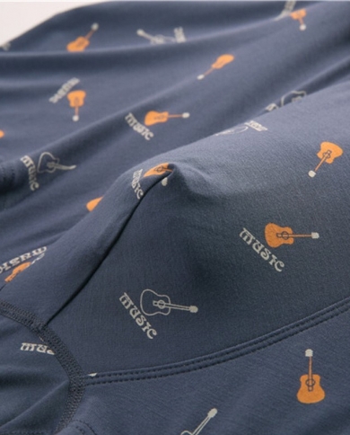 Fiber Men's Mid- Printed Boxer Briefs, Breathable And Comfortable Underwear