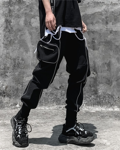 מכנסי סרבל רפלקטיביים לגברים מכנסיים רופפים