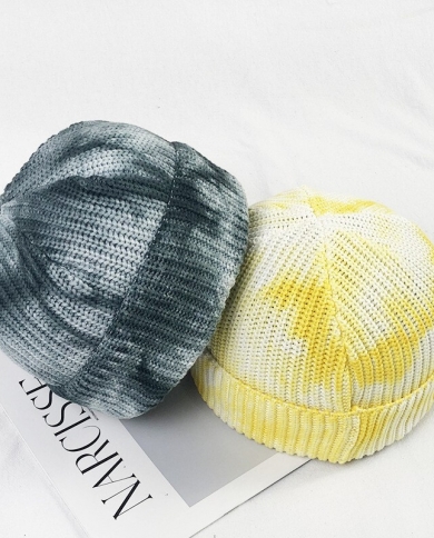Tie-dyed Woolen Hat All-match Hip-hop Tide Knitted Gradient Hat
