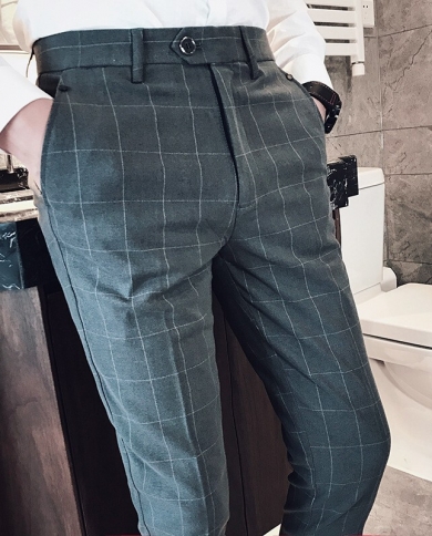 خريف / شتاء بنطلون رجالي سروال كاجوال بنطلون منقوش بنطلون ضيق مستقيم الساق