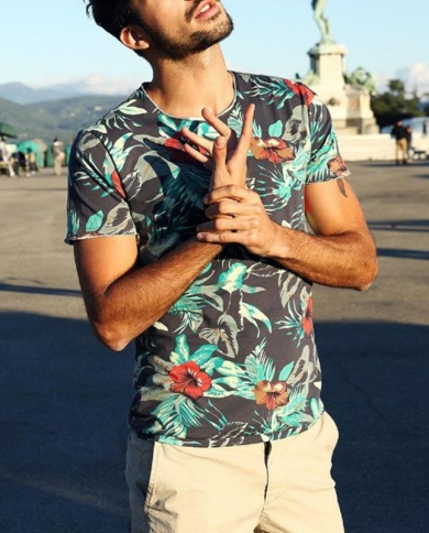 Summer Men's Fashion Short Sleeve Round Neck Printed T Shirt