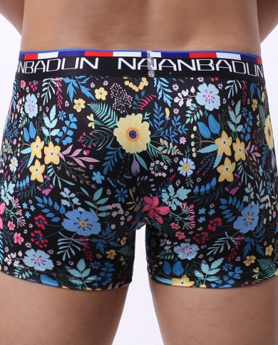 Fashion Casual Loose Men's Floral Print Mid  Boxer Briefs