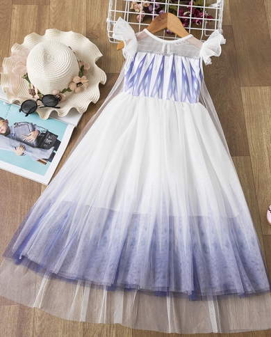 קיץ חוט נטו גלימת פיות שמלה ארוכה עם ביצועי מופע