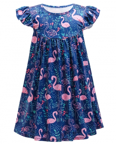 שמלת נסיכת כותנה מודפסת בסגנון חדש בקיץ עם שרוולים קצרים