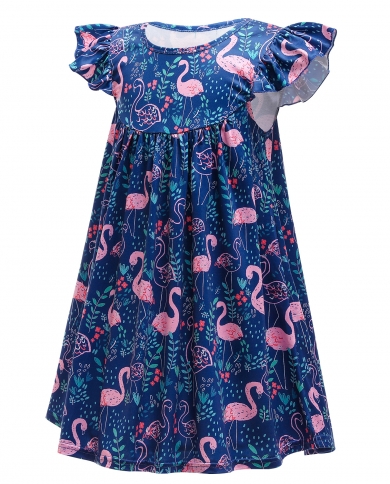 שמלת נסיכת כותנה מודפסת בסגנון חדש בקיץ עם שרוולים קצרים