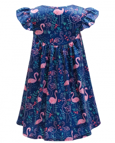 שמלת נסיכת כותנה מודפסת בסגנון חדש בקיץ עם שרוולים קצרים