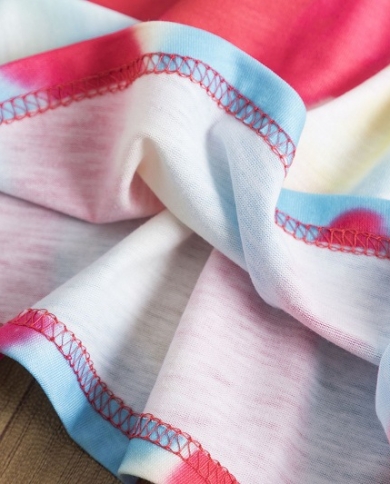 קיץ סגנון חדש עם שרוולים קצרים פסי עניבת צבע קשת שמלת בנות