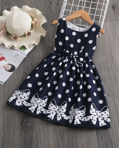 קיץ סגנון חדש בסגנון מערבי פולקה דוט קשת שמלת נסיכת ילד