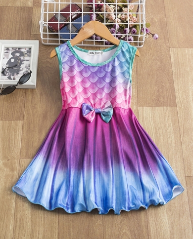 שמלת ילדה בת ים קטנה חדשה קיץ פלאפי עם שרוולים קצרים