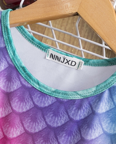 שמלת ילדה בת ים קטנה חדשה קיץ פלאפי עם שרוולים קצרים