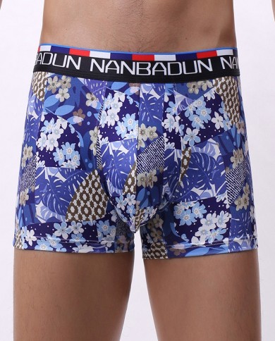 Fashion Casual Loose Men's Floral Print Mid  Boxer Briefs