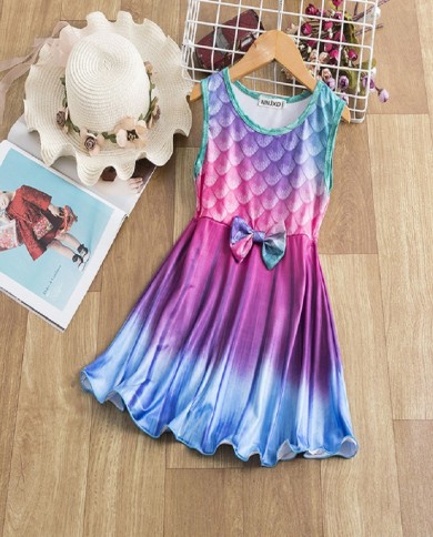 שמלת ילדה בת ים קטנה חדשה קיץ פלאפי עם שרוולים קצרים