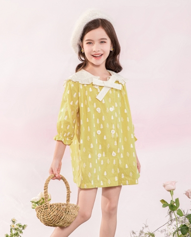 אופנה אופנתית צווארון בובת ילדה מתוקה חמודה שמלת קצרה כותנה