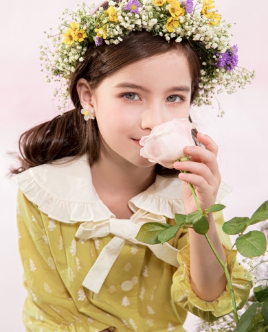 אופנה אופנתית צווארון בובת ילדה מתוקה חמודה שמלת קצרה כותנה