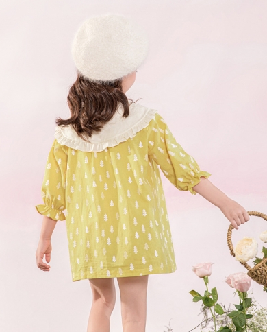 אופנה אופנתית צווארון בובת ילדה מתוקה חמודה שמלת קצרה כותנה