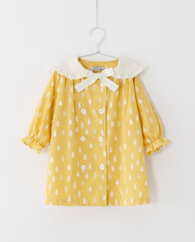 אופנה אופנתית צווארון בובת ילדה מתוקה חמודה שמלת קצרה כותנה