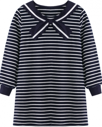 שמלה עם שרוול ארוך פס ילדי מתוק וחמוד של הילדה המתוקה האופנתית