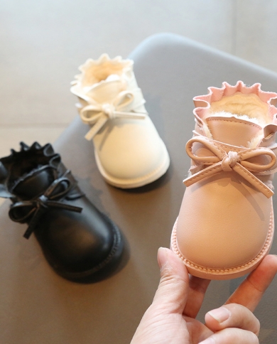 נסיכת תינוק חורפית בתוספת קטיפה מגפיים קצרים תחתון רך נעלי כותנה חמות 0-1 שנים