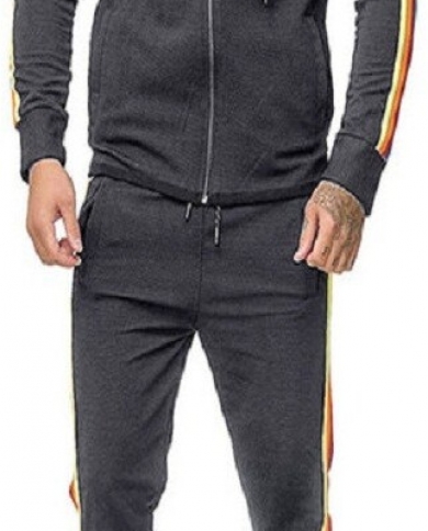 Autumn And Winter New Men's Sports Suit, Fashion Fitness Tracksuit, Color Matching Men's Casual Suit