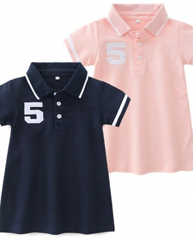 Summer New Girls' College Style Skirt Short Sleeve Polo Shirt Dress