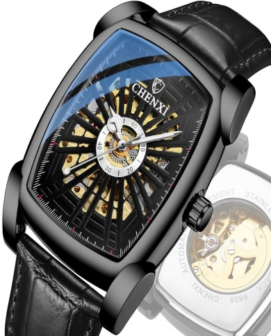 Automatic Mechanical Watches Men's Square Hollow Mechanical Watch