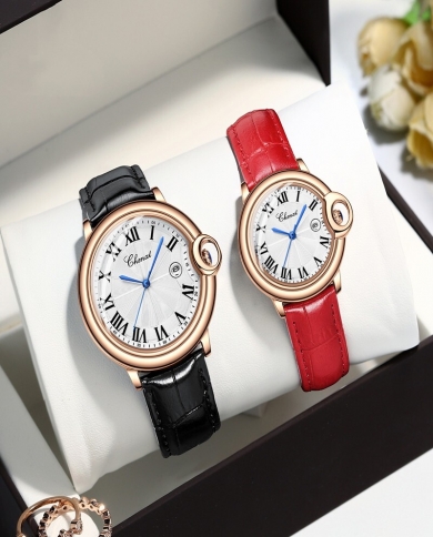 Watch Female Men's Couple Watch Leather Calendar Waterproof Watch