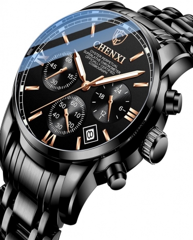 Multi-function Sports Watch Men's Quartz Watch  New Steel Band Luminous Waterproof Watch