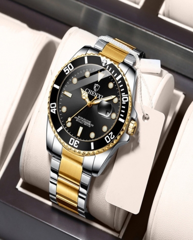 Tricolor Male Diving Circle Waterproof Luminous Business Watch