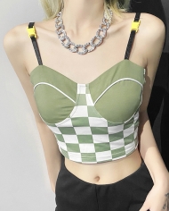 Summer New Women's  Slim  Fashion Contrast Color Bag Buckle Camisole