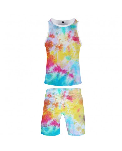 Tie-dye Sleeveless Vest Beach Pants Suit Men And Women Loose Summer Casual Suit