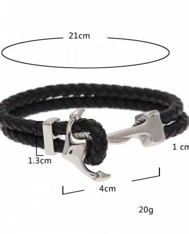 Fashion Sheepskin Stainless Steel Anchor Accessory Bracelet Men's Bracelet