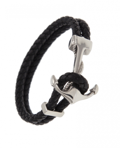 Fashion Sheepskin Stainless Steel Anchor Accessory Bracelet Men's Bracelet