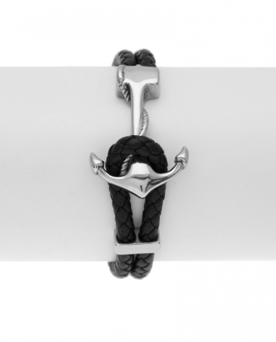 Fashion Sheepskin Stainless Steel Anchor Accessory Bracelet Men's Bracelet