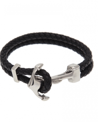 Fashion Sheepskin Stainless Steel Anchor Accessory Bracelet Men's Bracelet