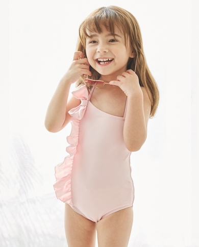 New Children's Swimsuit Girls Triangle One-piece Swimsuit Fashionable Cute Sweet Lace