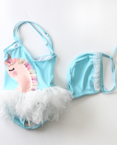 Children's Swimsuit One-piece Baby Princess Swimsuit Three-dimensional Unicorn Girls Swimsuit